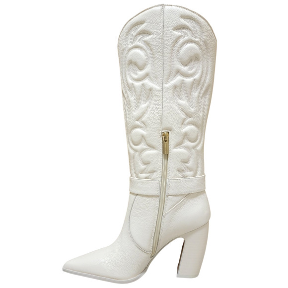 Vince Camuto Women Biancaa Buckled Cowgirl Western Boots Size US 8M Rich Cream - Picture 3 of 5
